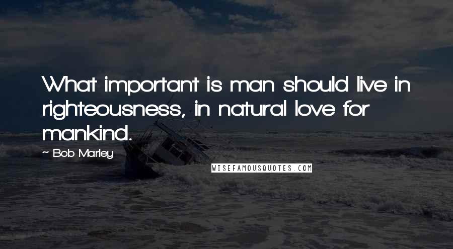 Bob Marley Quotes: What important is man should live in righteousness, in natural love for mankind.