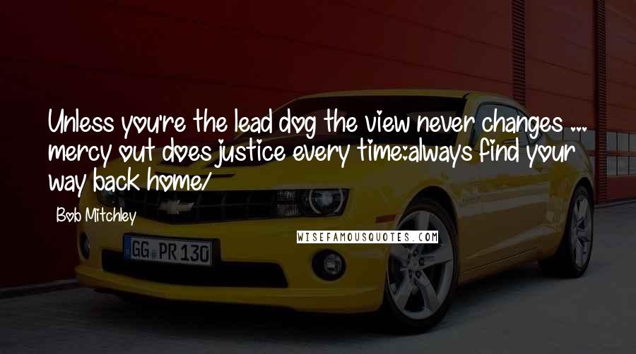 Bob Mitchley Quotes: Unless you're the lead dog the view never changes ... mercy out does justice every time:always find your way back home/