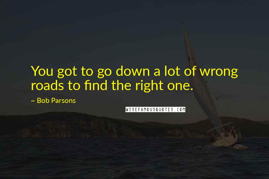 Bob Parsons Quotes: You got to go down a lot of wrong roads to find the right one.