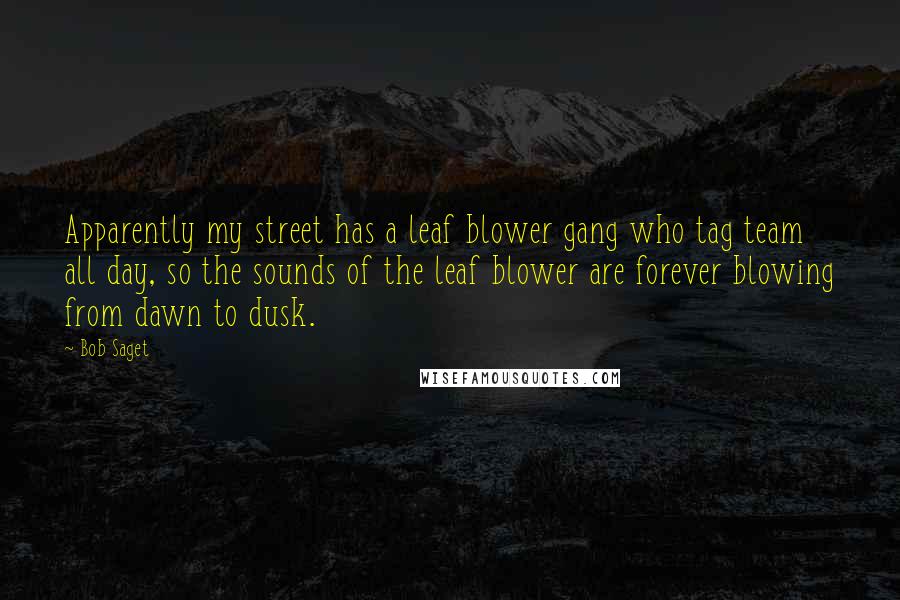 Bob Saget Quotes: Apparently my street has a leaf blower gang who tag team all day, so the sounds of the leaf blower are forever blowing from dawn to dusk.