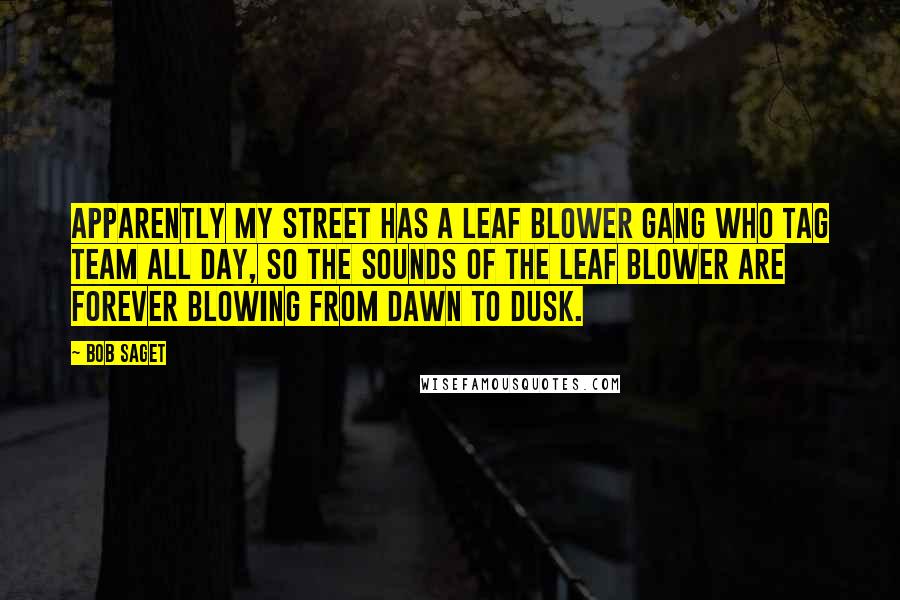 Bob Saget Quotes: Apparently my street has a leaf blower gang who tag team all day, so the sounds of the leaf blower are forever blowing from dawn to dusk.