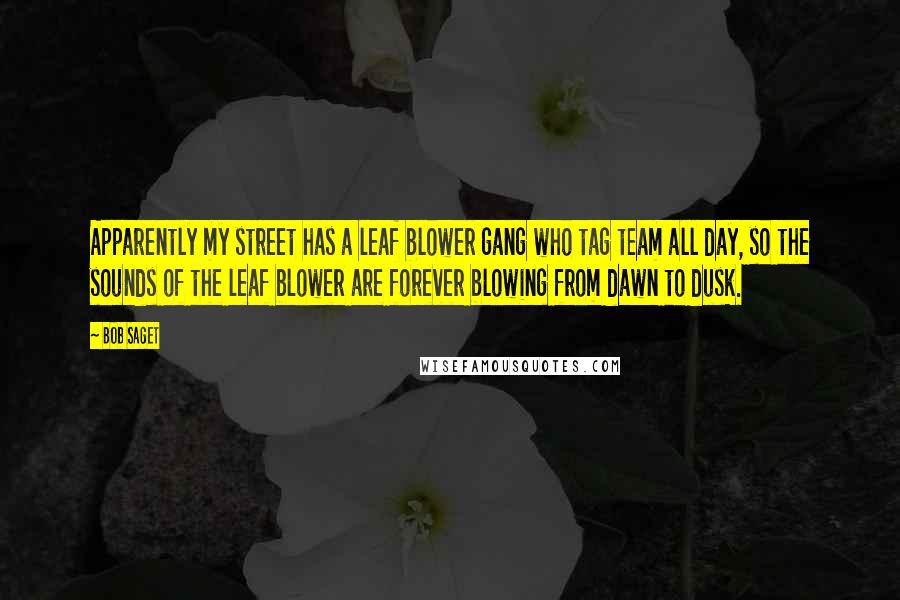 Bob Saget Quotes: Apparently my street has a leaf blower gang who tag team all day, so the sounds of the leaf blower are forever blowing from dawn to dusk.