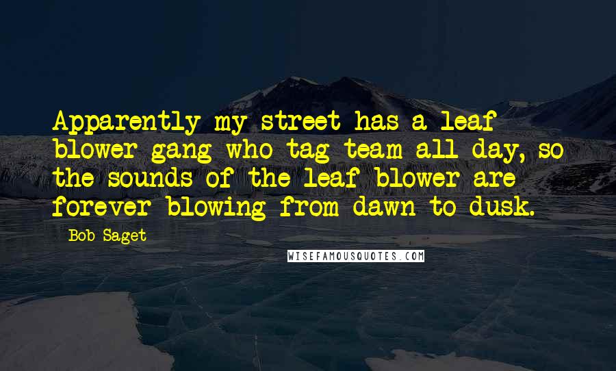 Bob Saget Quotes: Apparently my street has a leaf blower gang who tag team all day, so the sounds of the leaf blower are forever blowing from dawn to dusk.