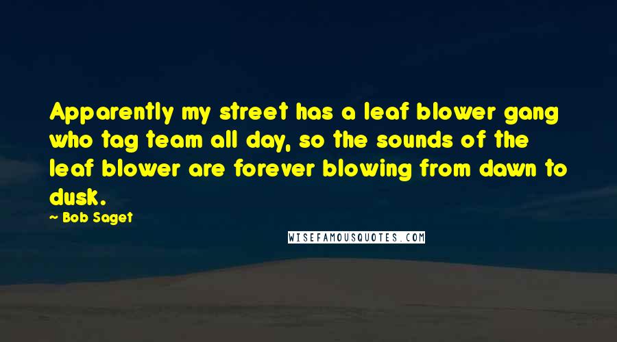 Bob Saget Quotes: Apparently my street has a leaf blower gang who tag team all day, so the sounds of the leaf blower are forever blowing from dawn to dusk.