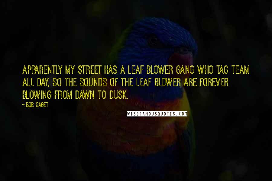 Bob Saget Quotes: Apparently my street has a leaf blower gang who tag team all day, so the sounds of the leaf blower are forever blowing from dawn to dusk.