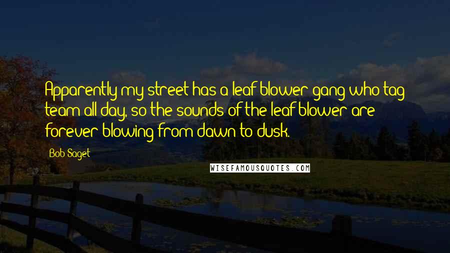Bob Saget Quotes: Apparently my street has a leaf blower gang who tag team all day, so the sounds of the leaf blower are forever blowing from dawn to dusk.