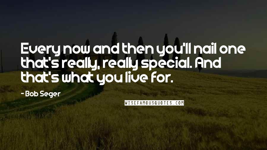 Bob Seger Quotes: Every now and then you'll nail one that's really, really special. And that's what you live for.