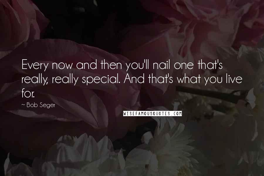Bob Seger Quotes: Every now and then you'll nail one that's really, really special. And that's what you live for.