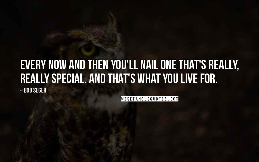 Bob Seger Quotes: Every now and then you'll nail one that's really, really special. And that's what you live for.