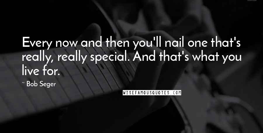 Bob Seger Quotes: Every now and then you'll nail one that's really, really special. And that's what you live for.