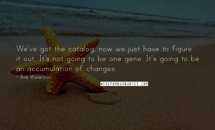 Bob Waterston Quotes: We've got the catalog, now we just have to figure it out. It's not going to be one gene. It's going to be an accumulation of changes.