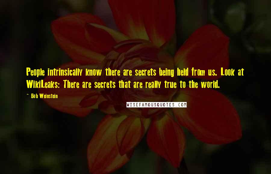 Bob Weinstein Quotes: People intrinsically know there are secrets being held from us. Look at WikiLeaks: There are secrets that are really true to the world.