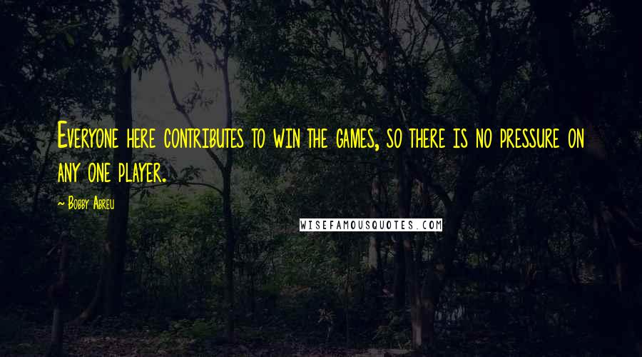 Bobby Abreu Quotes: Everyone here contributes to win the games, so there is no pressure on any one player.