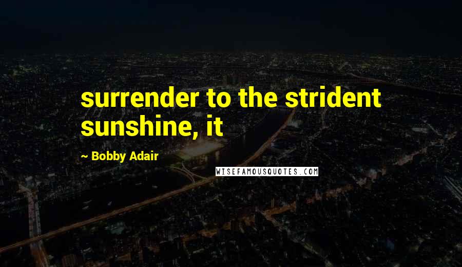 Bobby Adair Quotes: surrender to the strident sunshine, it
