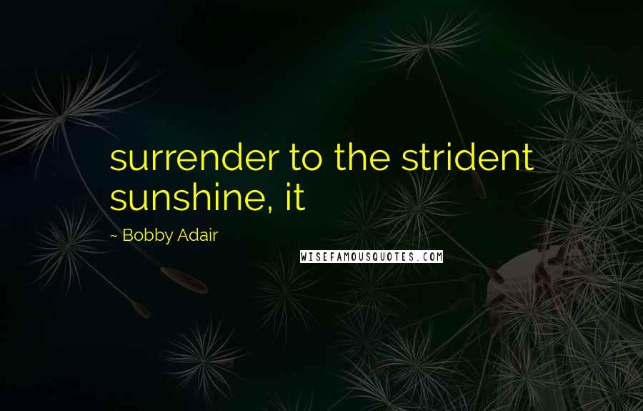 Bobby Adair Quotes: surrender to the strident sunshine, it