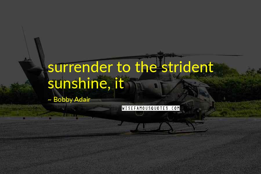 Bobby Adair Quotes: surrender to the strident sunshine, it