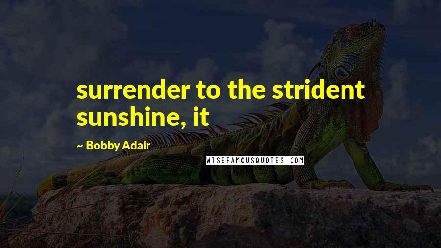 Bobby Adair Quotes: surrender to the strident sunshine, it