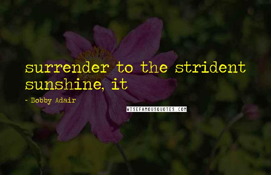 Bobby Adair Quotes: surrender to the strident sunshine, it