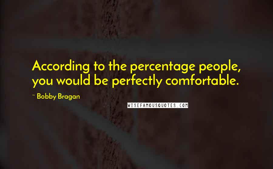 Bobby Bragan Quotes: According to the percentage people, you would be perfectly comfortable.