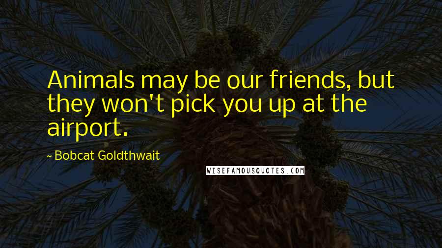 Bobcat Goldthwait Quotes: Animals may be our friends, but they won't pick you up at the airport.