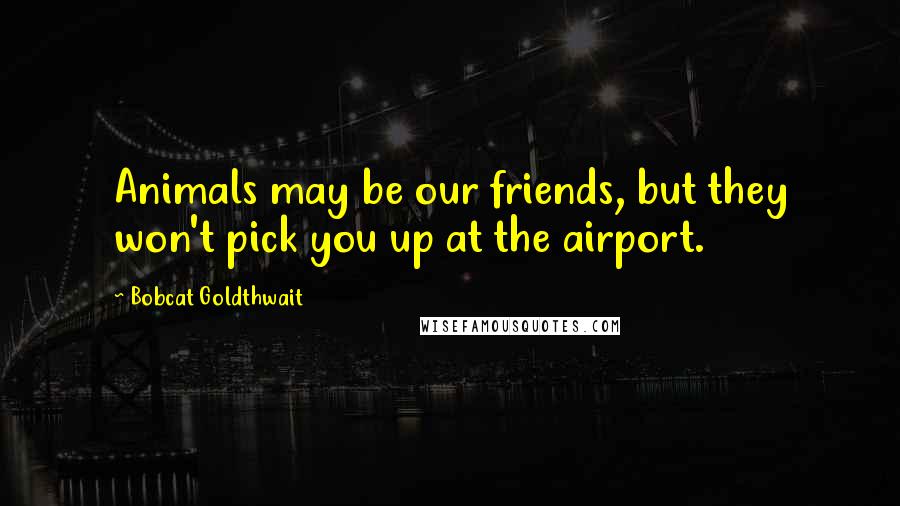 Bobcat Goldthwait Quotes: Animals may be our friends, but they won't pick you up at the airport.