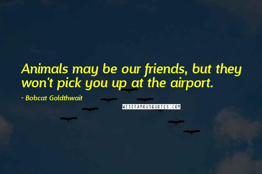 Bobcat Goldthwait Quotes: Animals may be our friends, but they won't pick you up at the airport.
