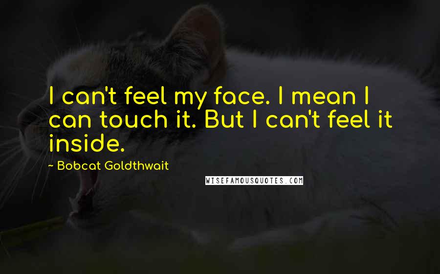 Bobcat Goldthwait Quotes: I can't feel my face. I mean I can touch it. But I can't feel it inside.
