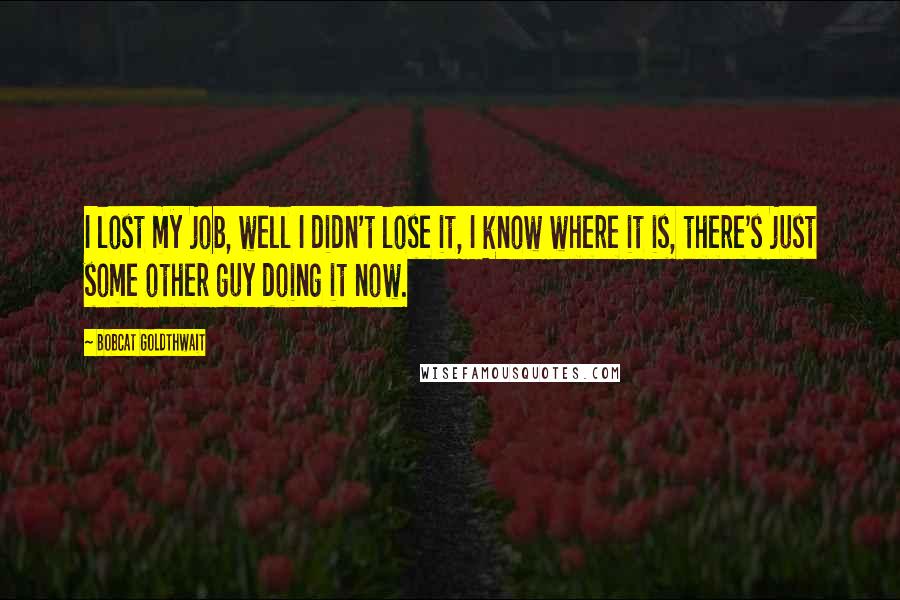 Bobcat Goldthwait Quotes: I lost my job, well I didn't lose it, I know where it is, there's just some other guy doing it now.