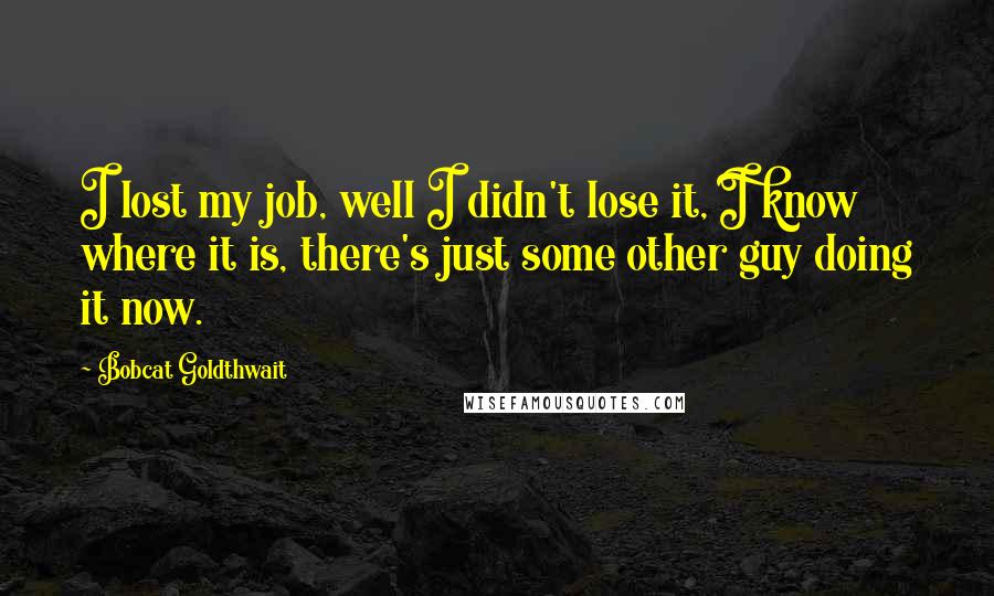 Bobcat Goldthwait Quotes: I lost my job, well I didn't lose it, I know where it is, there's just some other guy doing it now.