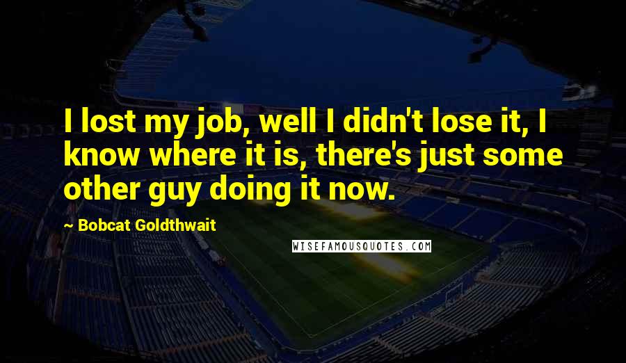 Bobcat Goldthwait Quotes: I lost my job, well I didn't lose it, I know where it is, there's just some other guy doing it now.