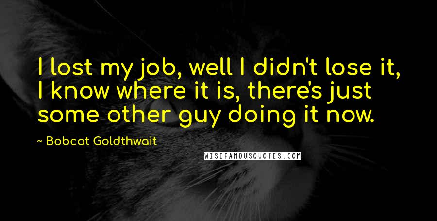 Bobcat Goldthwait Quotes: I lost my job, well I didn't lose it, I know where it is, there's just some other guy doing it now.