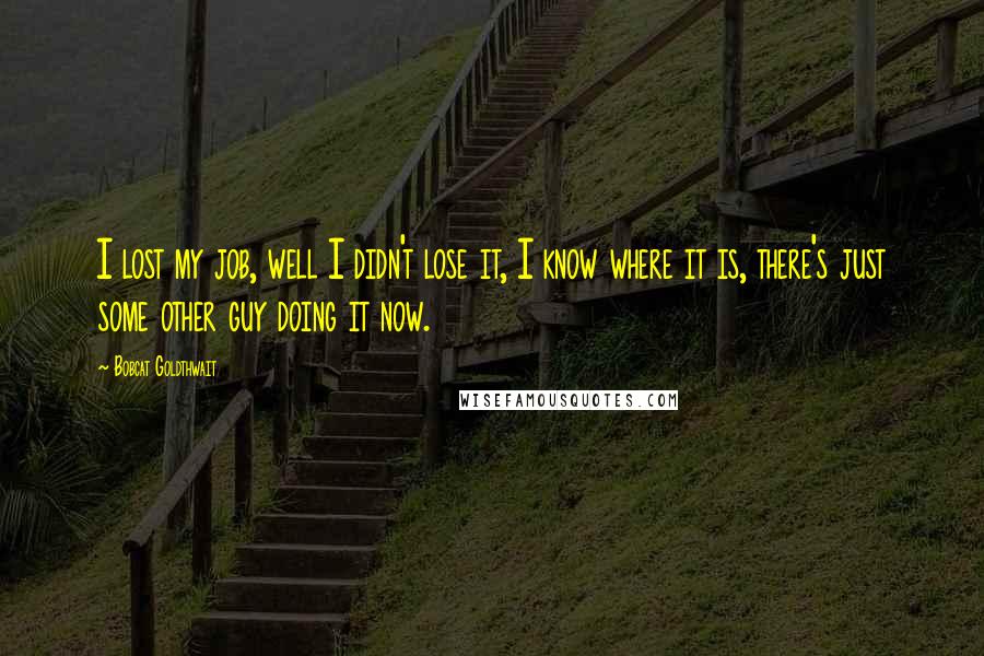 Bobcat Goldthwait Quotes: I lost my job, well I didn't lose it, I know where it is, there's just some other guy doing it now.