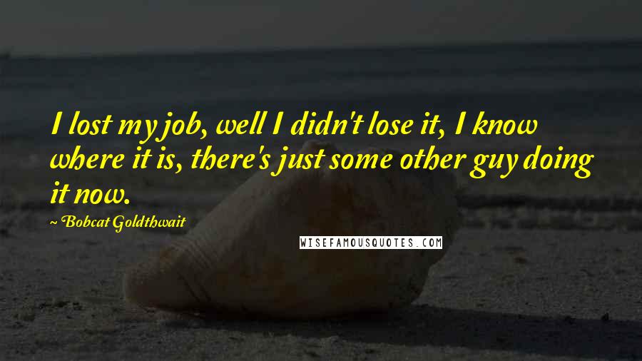 Bobcat Goldthwait Quotes: I lost my job, well I didn't lose it, I know where it is, there's just some other guy doing it now.