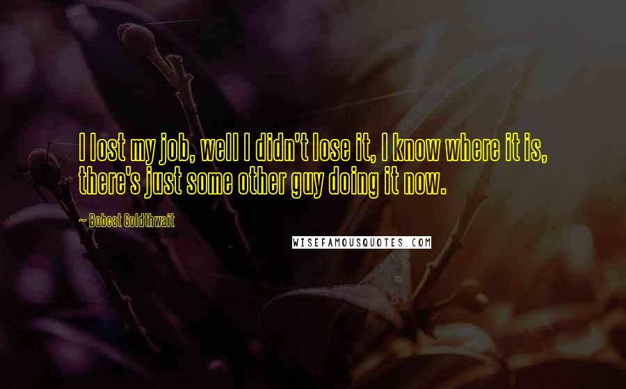 Bobcat Goldthwait Quotes: I lost my job, well I didn't lose it, I know where it is, there's just some other guy doing it now.