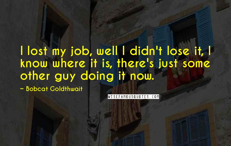 Bobcat Goldthwait Quotes: I lost my job, well I didn't lose it, I know where it is, there's just some other guy doing it now.