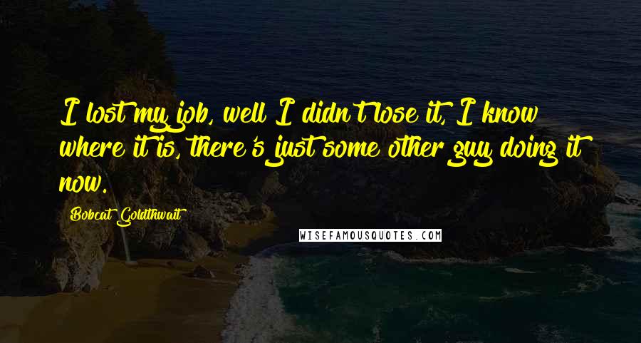 Bobcat Goldthwait Quotes: I lost my job, well I didn't lose it, I know where it is, there's just some other guy doing it now.