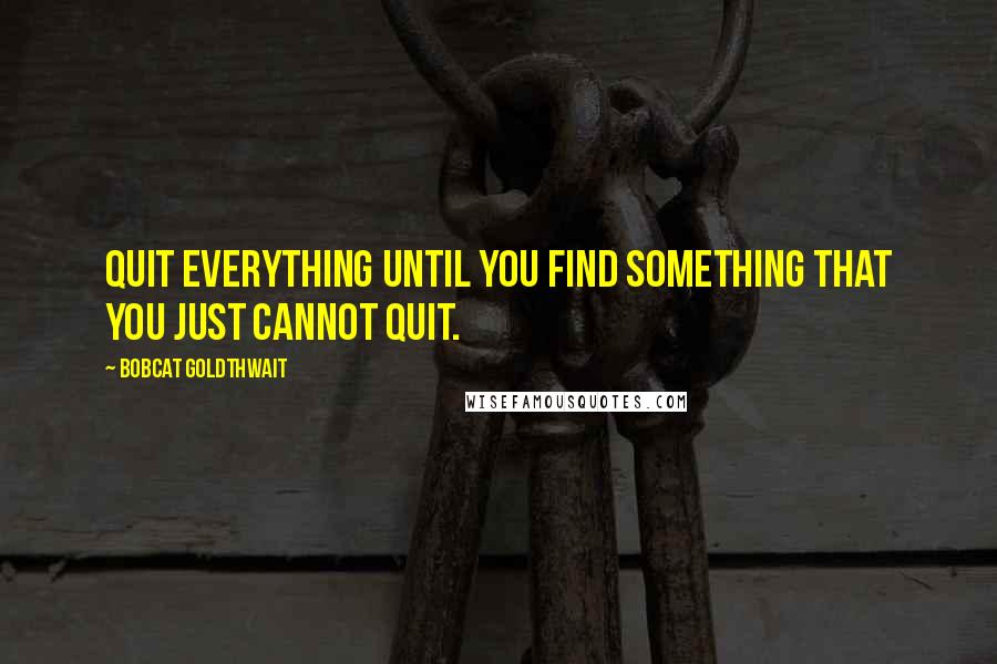 Bobcat Goldthwait Quotes: Quit everything until you find something that you just cannot quit.
