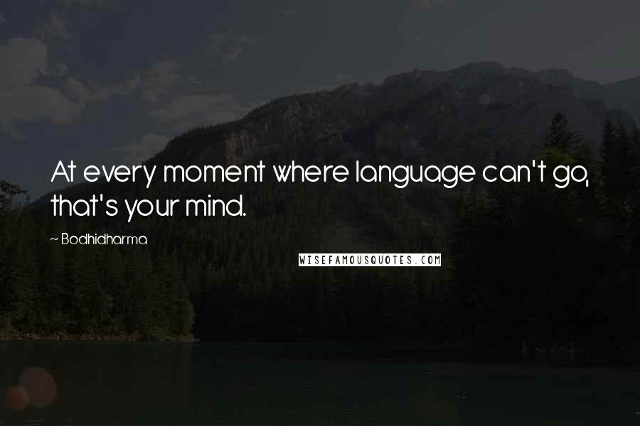 Bodhidharma Quotes: At every moment where language can't go, that's your mind.