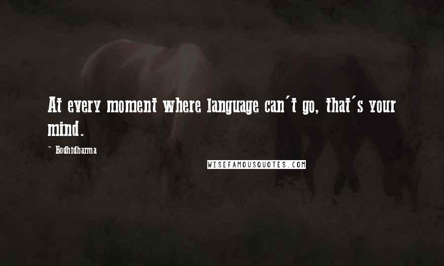 Bodhidharma Quotes: At every moment where language can't go, that's your mind.