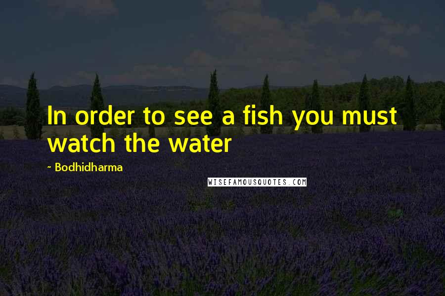 Bodhidharma Quotes: In order to see a fish you must watch the water