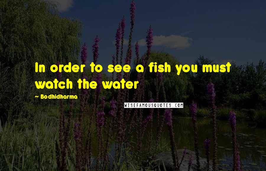 Bodhidharma Quotes: In order to see a fish you must watch the water