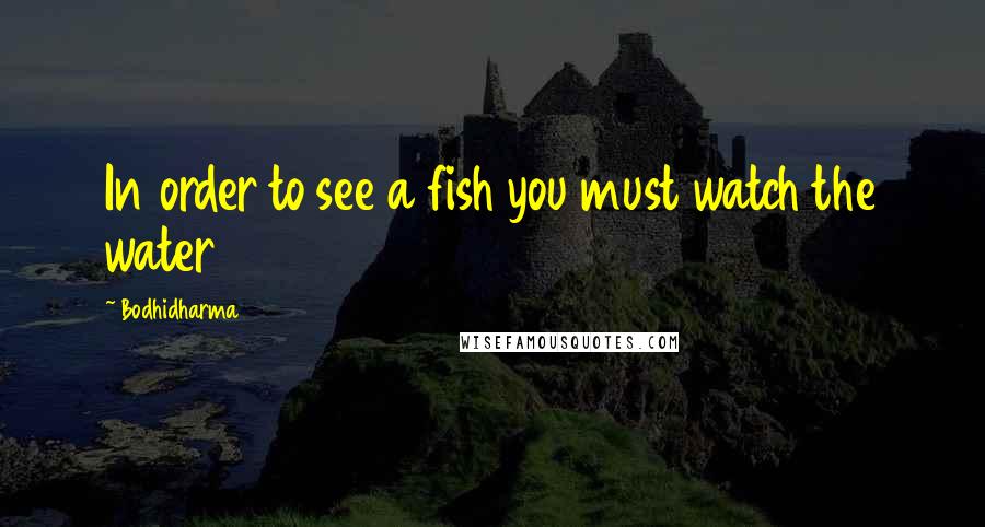 Bodhidharma Quotes: In order to see a fish you must watch the water