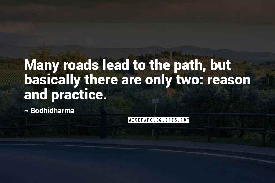 Bodhidharma Quotes: Many roads lead to the path, but basically there are only two: reason and practice.