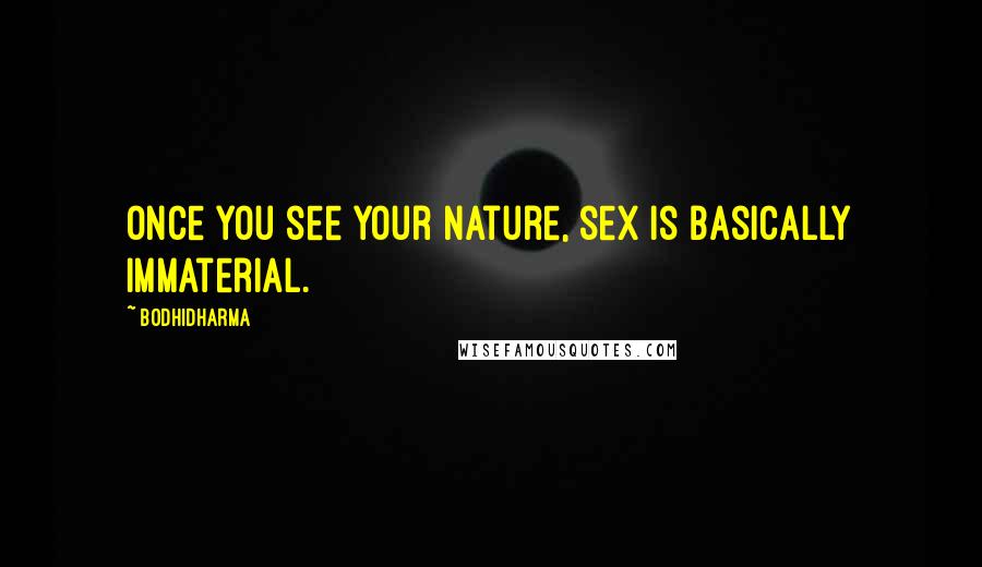 Bodhidharma Quotes: Once you see your nature, sex is basically immaterial.