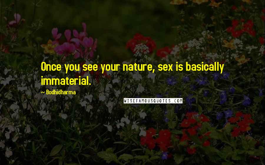 Bodhidharma Quotes: Once you see your nature, sex is basically immaterial.