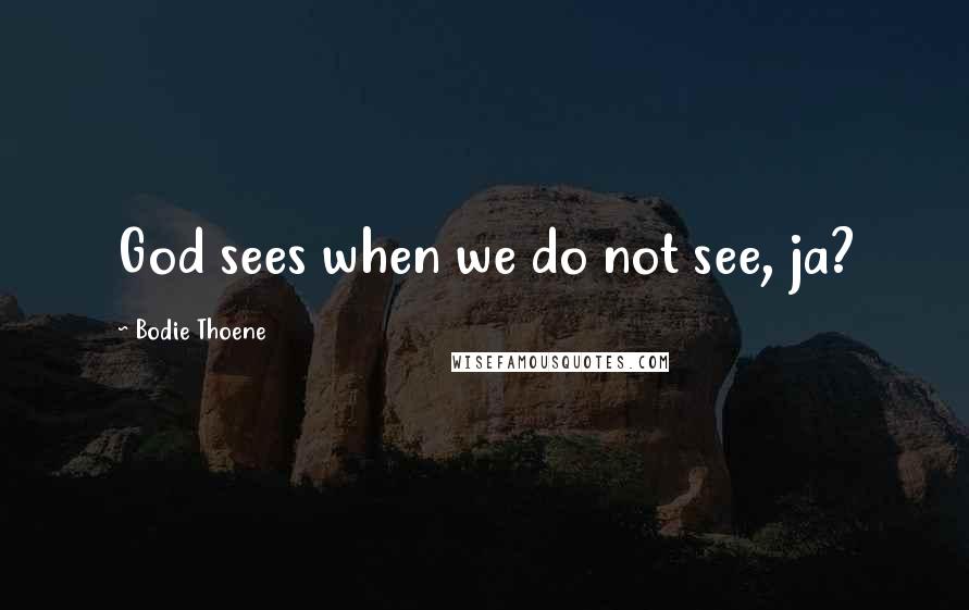 Bodie Thoene Quotes: God sees when we do not see, ja?