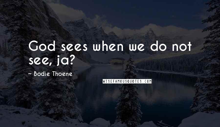 Bodie Thoene Quotes: God sees when we do not see, ja?