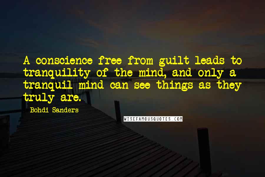 Bohdi Sanders Quotes: A conscience free from guilt leads to tranquility of the mind, and only a tranquil mind can see things as they truly are.