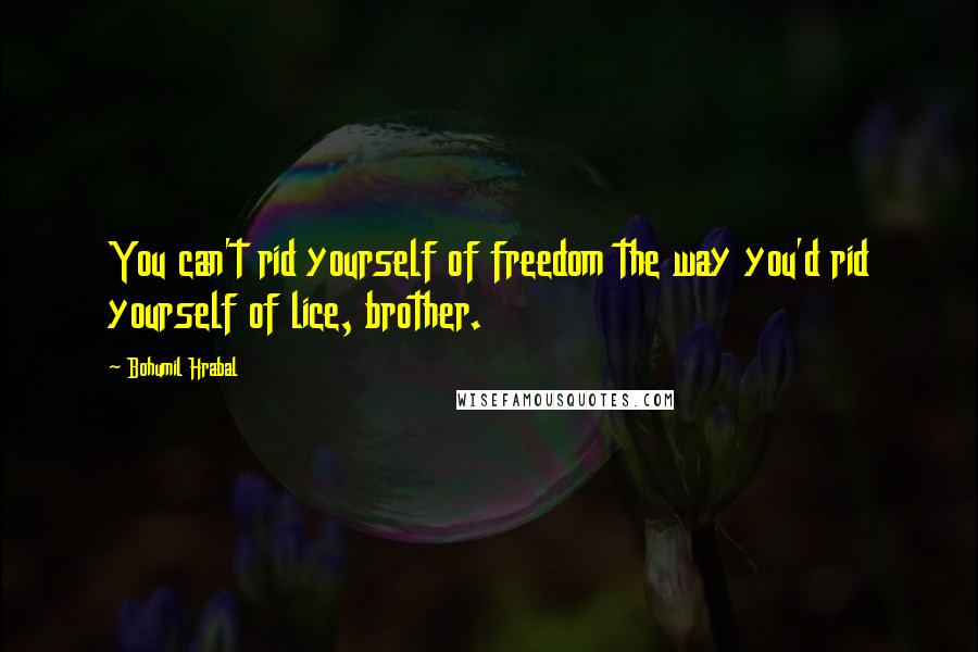 Bohumil Hrabal Quotes: You can't rid yourself of freedom the way you'd rid yourself of lice, brother.