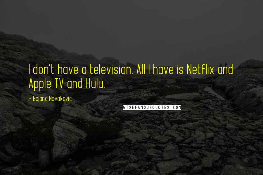 Bojana Novakovic Quotes: I don't have a television. All I have is Netflix and Apple TV and Hulu.
